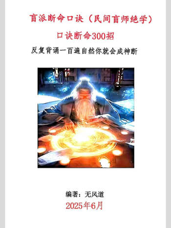 无风道《盲派断命口诀（民间盲师绝学）口诀断命300招》369页