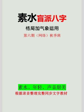 素水盲派八字《第六期（网络）秋季班》格局加气象运用录音同步教材559页