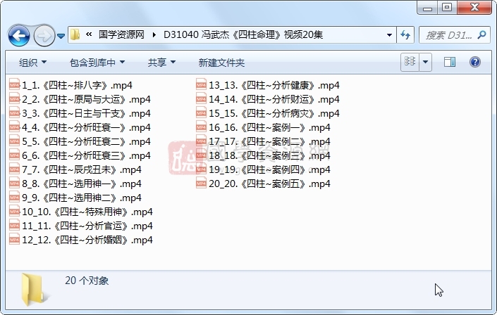 冯武杰《四柱命理》视频20集 四柱八字 第1张