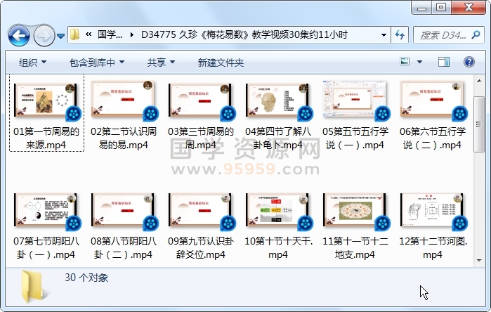久珍《梅花易数》教学视频30集约11小时 梅花易数 第1张