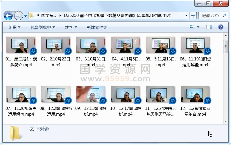 慧子申《紫微斗数精华班内训》65集视频约80小时 紫微斗数 第1张