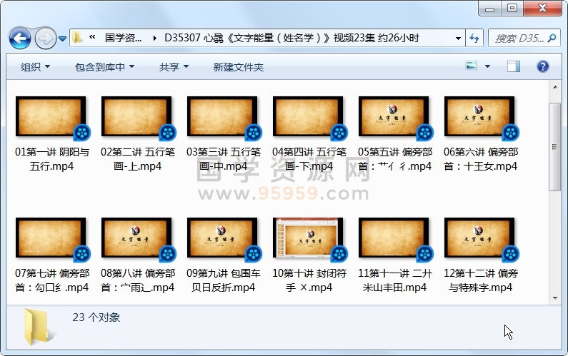心骉《文字能量（姓名学）》视频23集 约26小时 姓名测字 第1张