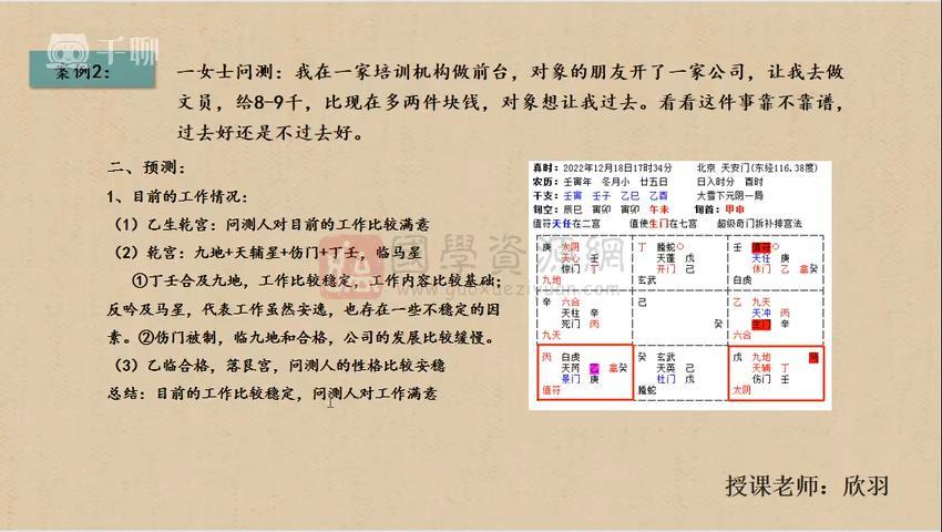 欣羽老师 《奇门遁甲案例实战班》视频39集 奇门遁甲 第2张